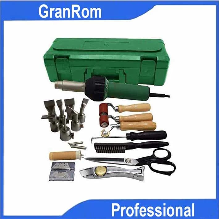 Strumenti professionali per saldatura di coperture in PVC da 1600 W Kit pistola termica Saldatore di plastica Pistola per saldatura ad aria calda con rulli per giunture per coperture Tester per giunture