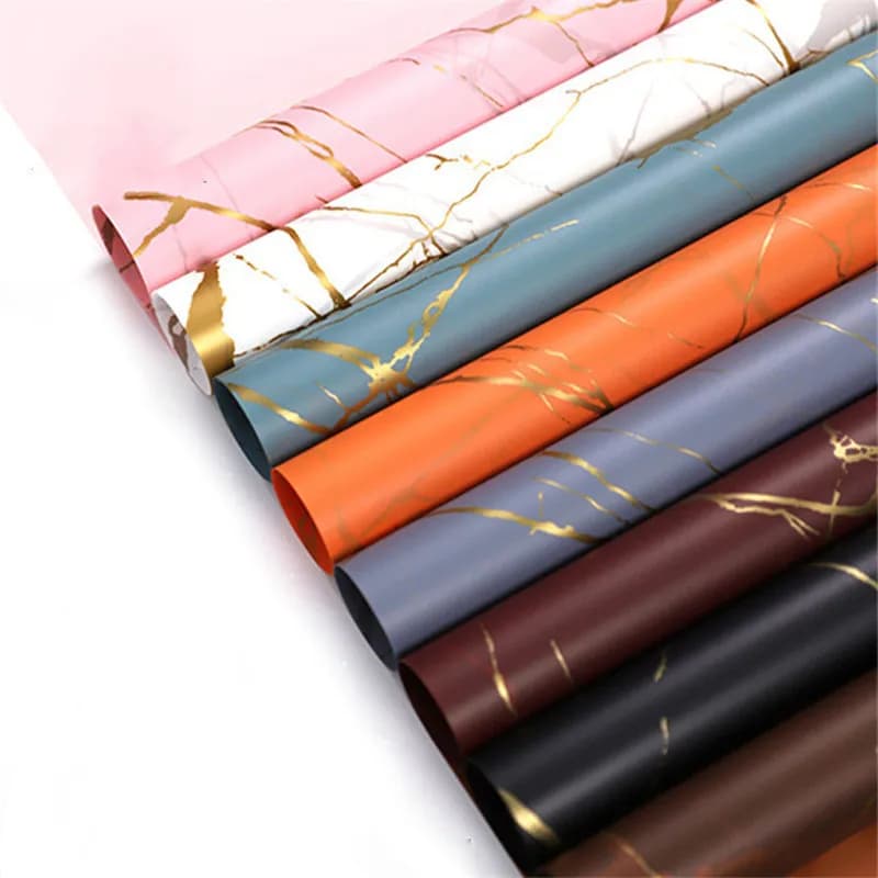 5PC Golden Marble Scrapbook Paper Flower Wrapping Paper Crafts Decoration Birthday Gift Packaging Origami Paper Florist Supplies