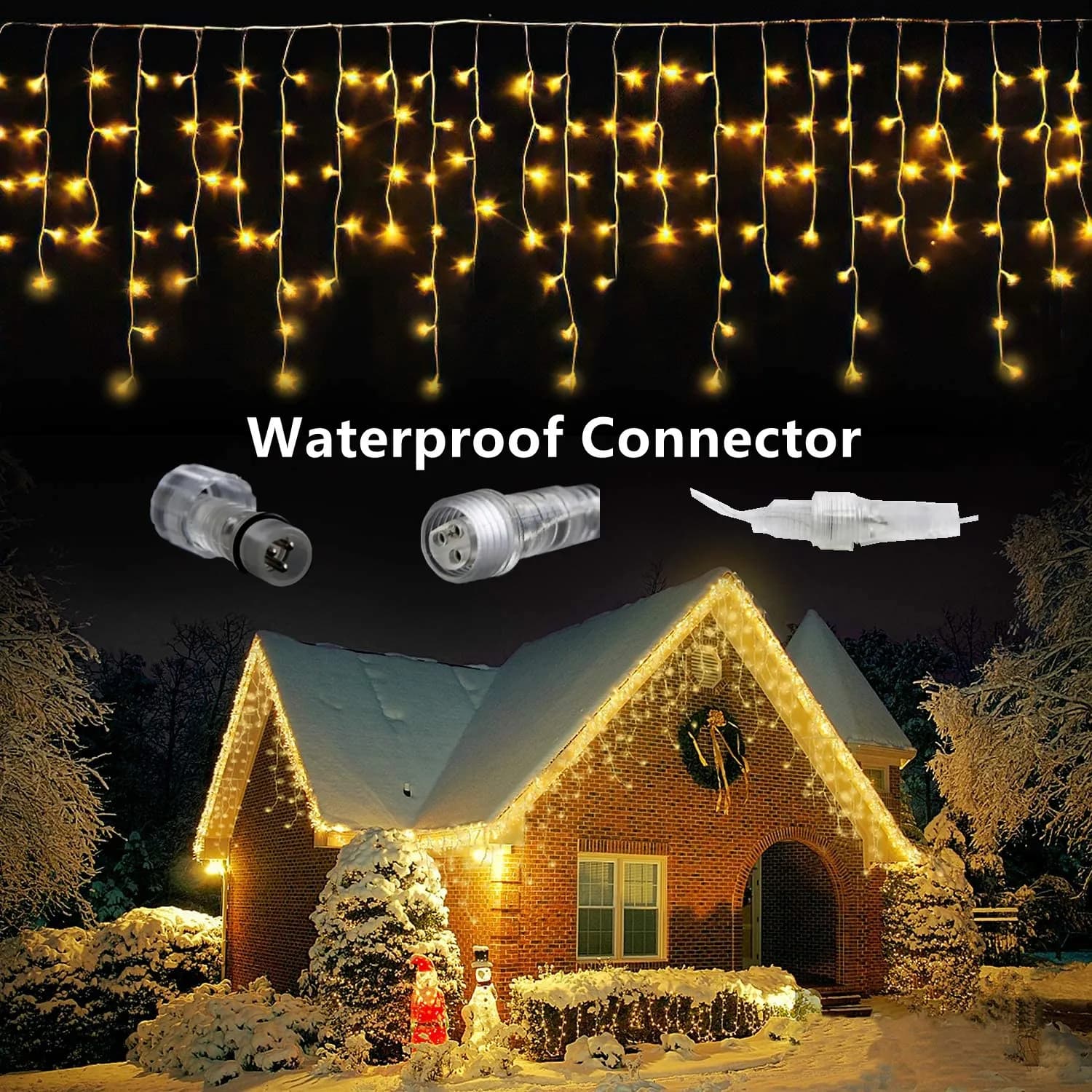 Ghirlanda di strada sulla casa Decorazioni natalizie Ornamenti LED Festone Ghiacciolo Tenda Luce Droop 0.5 / 0.6 / 0.7M Spina UE Capodanno 2024 Per Natale / Matrimonio / Casa / Camera / Arredamento esterno