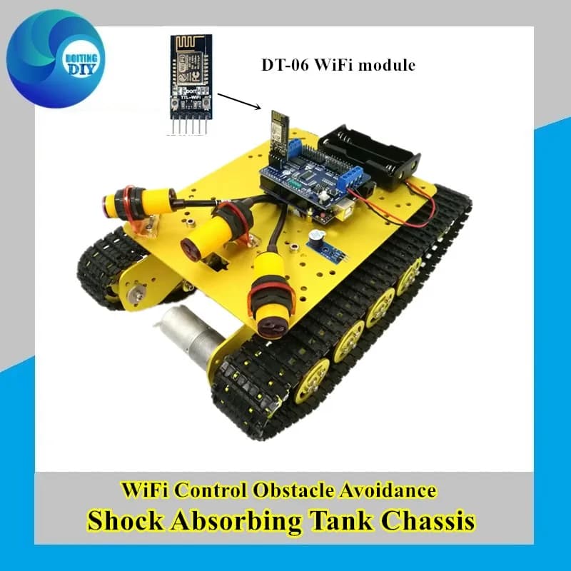 WiFi Control Obstacle Avoidance Shock Absorbing Smart Robot Crawler Tank Car Chassis TS100 With DT-06 WiFi Module Phone Control