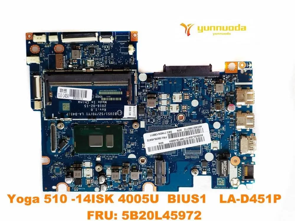 Original for Lenovo Yoga 510 -14ISK laptop motherboard Yoga 510 -14ISK 4405U BIUS1 LA-D451P FRU 5B20L45972 tested good free