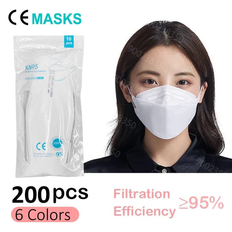 10-200 Pieces ffp2 CE Mask fpp2 Approved kn95 Mascarillas Mask Kn95 Certificate Black Carpet for Men Woman FFP2MASK