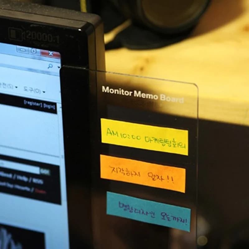 Scheda promemoria per messaggi con monitor in plastica 1PC per note adesive Scheda promemoria per messaggi con schermo laterale per computer PC Acrilico