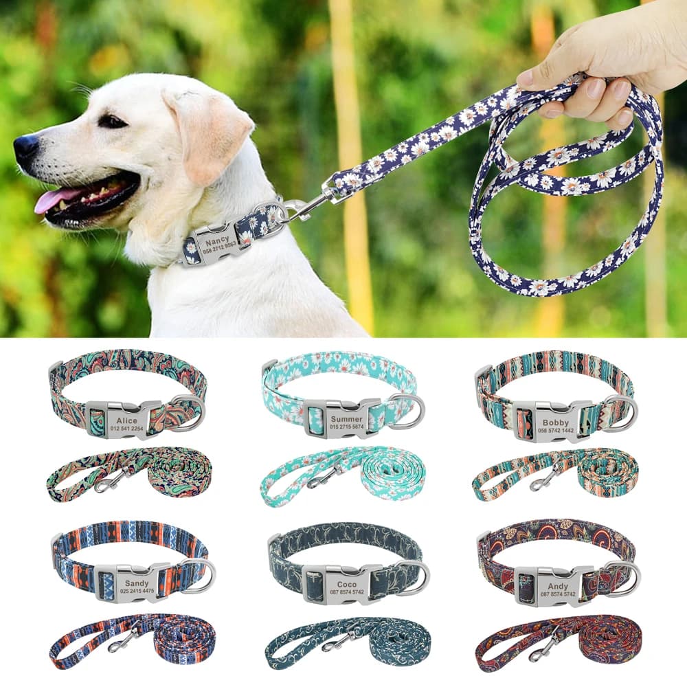 Collare di cane Guinzaglio Personalizzato Collare di Cane di Nylon Piombo Nome TARGHETTE IDENTIFICATIVE Per Le Piccole Medie Cani Grande Pitbull Bulldog Beagle Collare