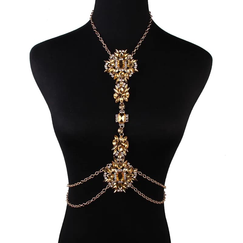Vendita calda nuova catena lunga moda donna strass di cristallo perline collana di dichiarazione vita della pancia gioielli da spiaggia estiva