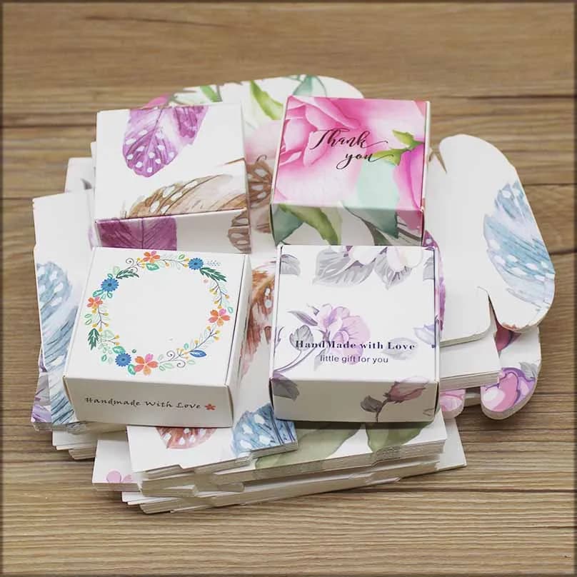 ZerongE gioielli10pc FAI DA TE GRAZIE regali packag Confezione regalo fiore kraft vintage Confezione per forniture per feste domestiche di nozze