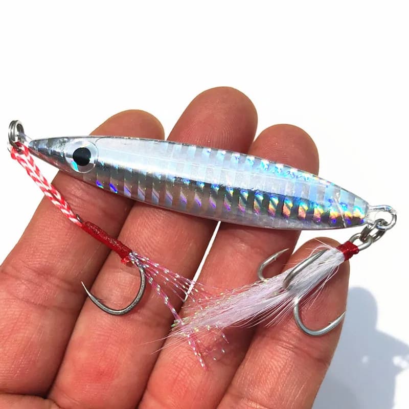 Sgombro Esca per pesci Agitazione lenta Jigbait Richiamo di pesca 20g 30g 40g 60g Maschere a lancio lungo Gancio di piume Esche artificiali 1 pezzo Vendita