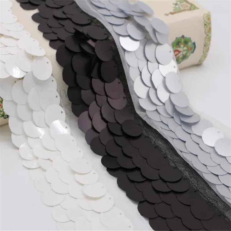 Nuova maglia 4 file di paillettes codice a barre tessuto di pizzo accessori per capelli da sposa fai da te accessori di abbigliamento nastro di paillettes