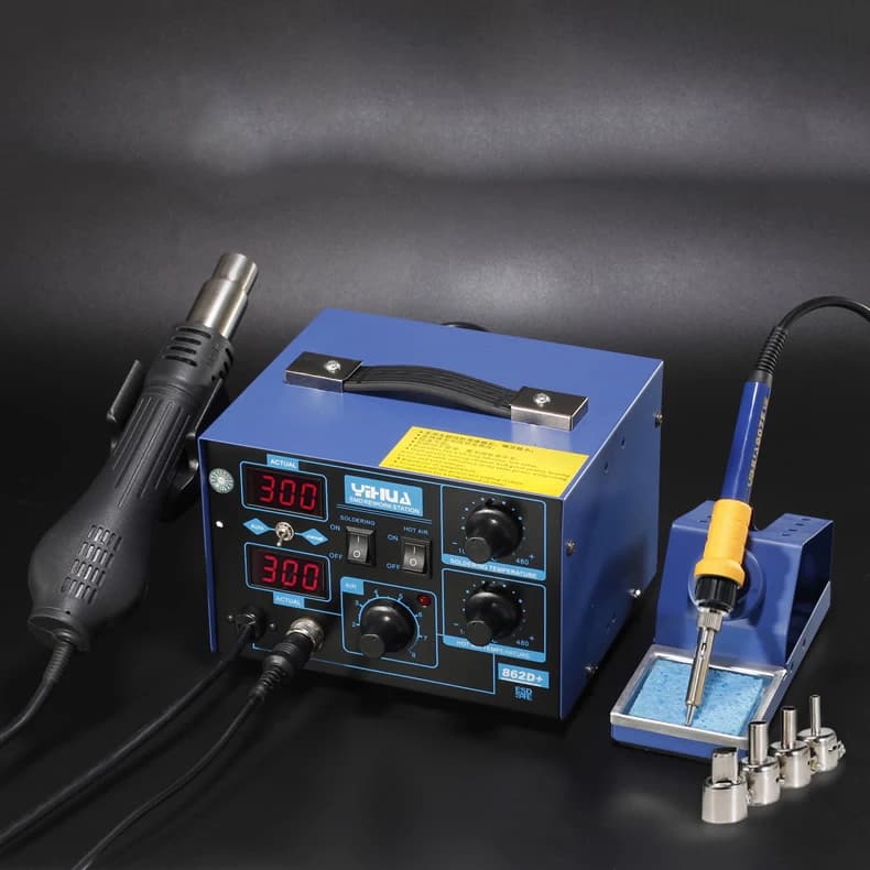 Saike 952D Hot Air Gun Station 220V 110V Heat Gun Soldering Iron Station 2 in 1 900M tip BGA Rework soldering station Kit Holder