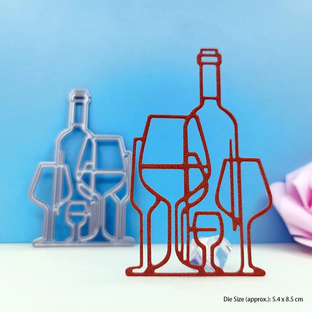 Fustelle in metallo per bicchiere di vino Modello a forma di scrapbooking Stampo per taglierina di carta artigianale per goffratura di carte fatte a mano