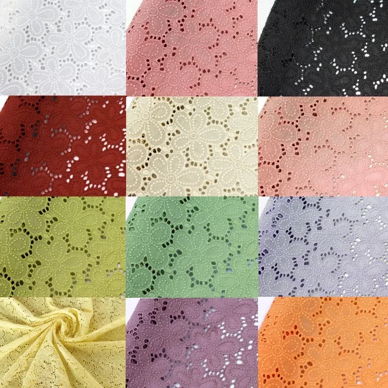 1yard long 135cm wide cotton flower embroidery lace fabric hollow women's bottoming shirt fabric accessories X306