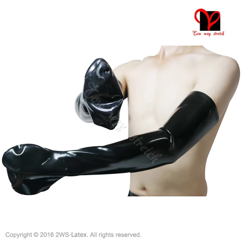Sexy In Lattice Nero Guanti Lunghi Senza Dita di Gomma Fisting Muffole Trattiene Gauntlet BDSM Palla Stretto Mittens XXXL plus size ST-008