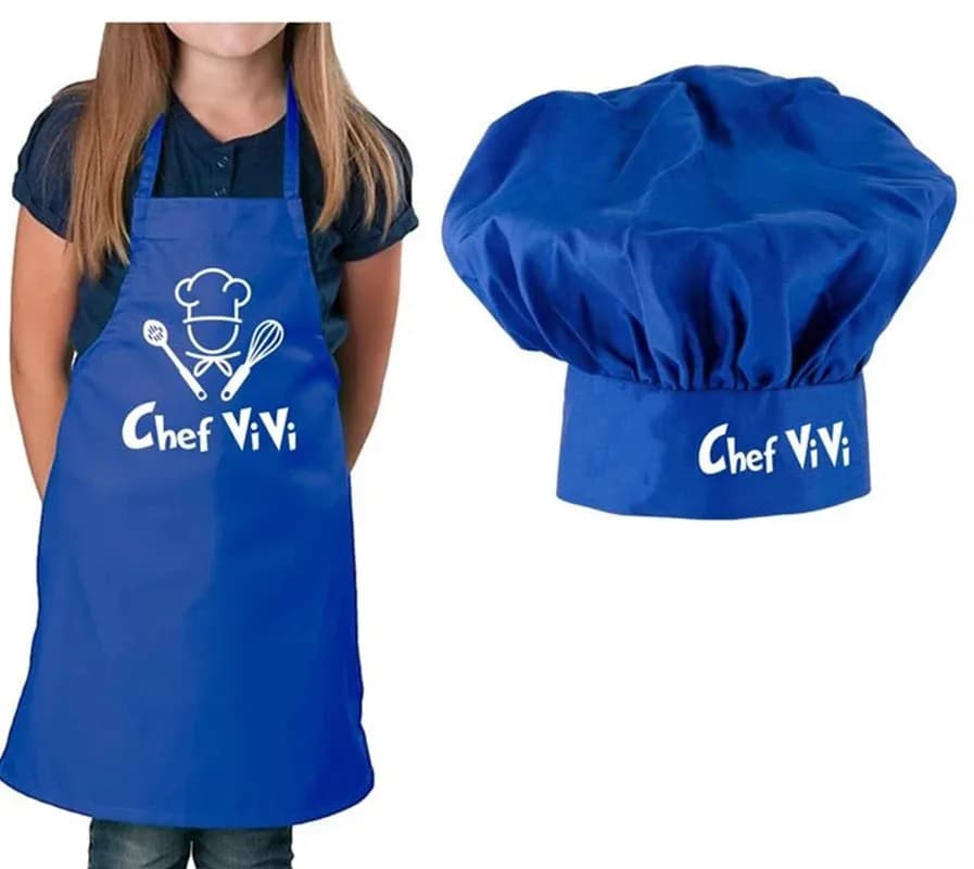Grembiule da cuoco personalizzato e Set di cappelli da cuoco, grembiule personalizzato per ragazzi ragazze bambini piccolo Chef, regali di compleanno personalizzati con nome