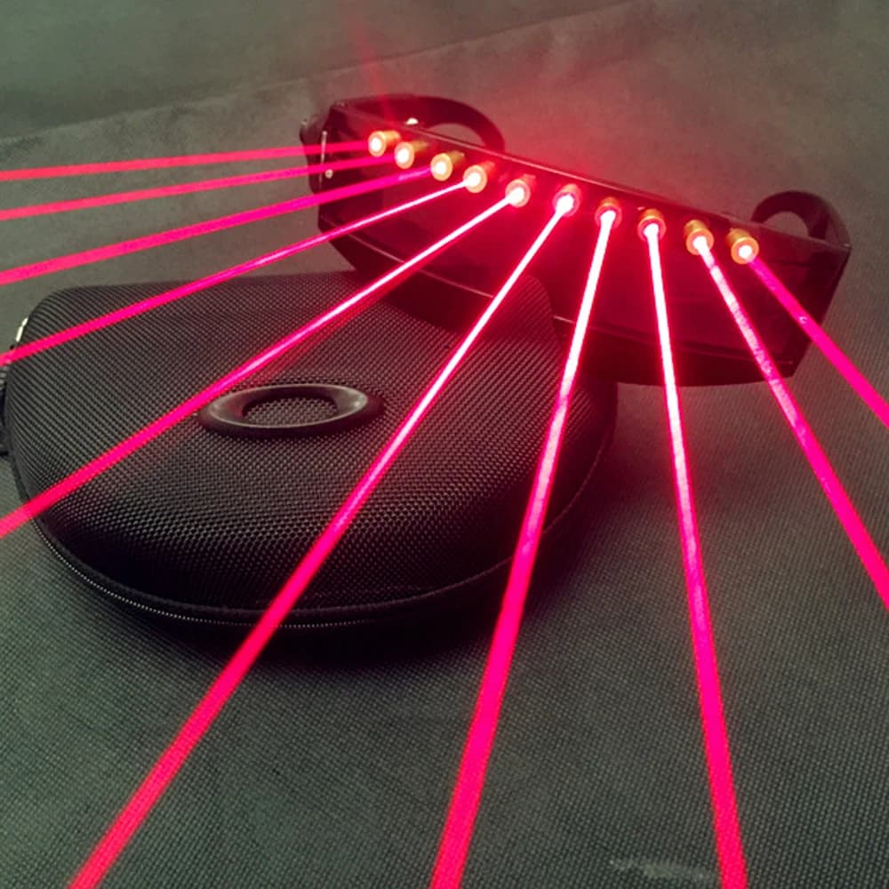 Laser rosso Portatile Occhiali di Musica Della Discoteca del DJ Della Fase Mostra Laser Lampada di Notte di Vetro di Festa di Natale Del Partito Della Luce Lasering Occhiali