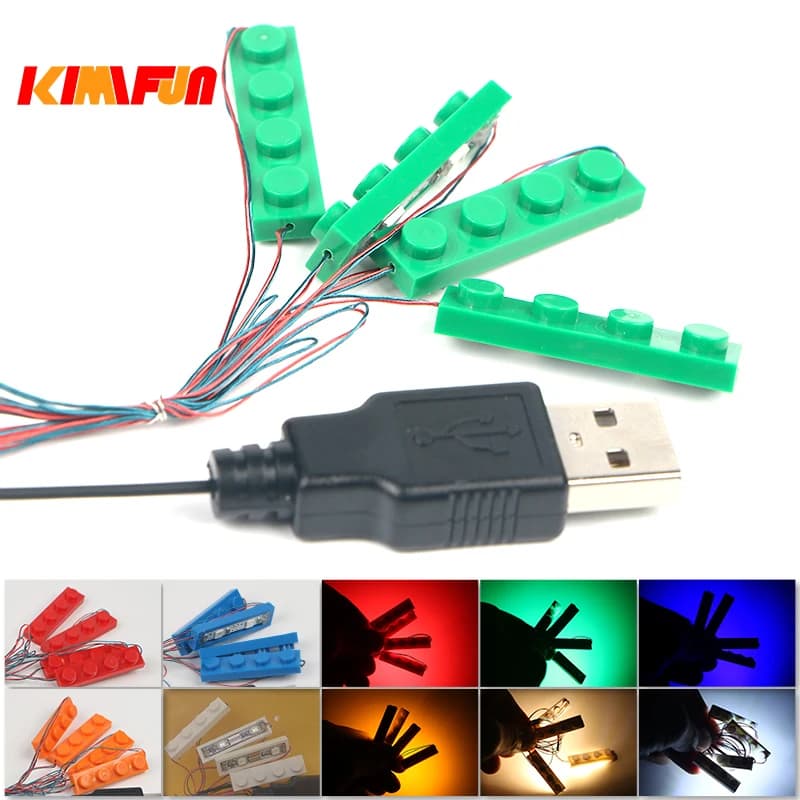 2 set 4 in 1 set di luci a led Building Block City 1X4 lampada da soffitto stradale modello decorazione USB casa giocattoli fai da te adatti