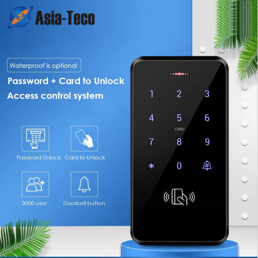 Lettore di sistema di controllo accessi porta RFID Tastiera touch retroilluminata 125kHz 13,56MHz IP66 Lettore di controllo accessi con password impermeabile