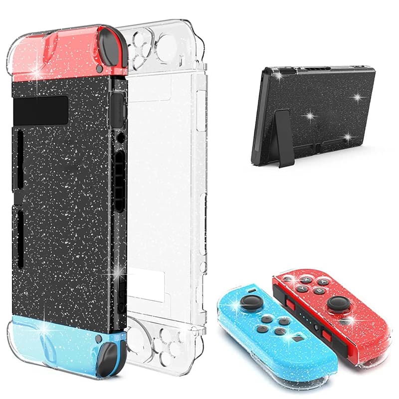 Custodia rigida trasparente Con Glitter custodia protettiva Bling Shell per nintendo Switch NS Joy-Con Controller Crystal Full Protector trasparente