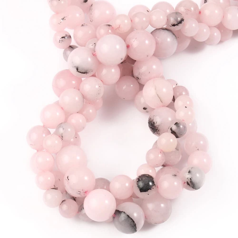 6/8/10mm perline di pietra opale rosa perline distanziatrici allentate rotonde lisce per la creazione di gioielli collana di bracciali donna fai da te fatti a mano 15 "filo