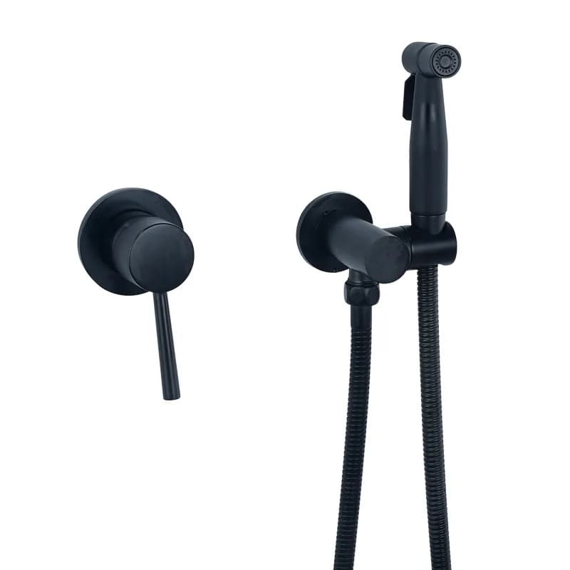 Bidet con pistola a spruzzo per WC con finitura oro spazzolato in ottone massiccio Set doccia nero con miscelatore per bidet acqua calda e fredda Bidet portatile