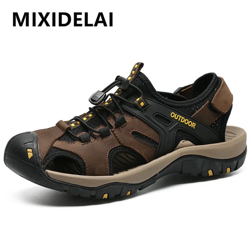 Vendita calda Sandali da uomo estivi Sandali da spiaggia da uomo antiscivolo per esterni Scarpe da uomo in vera pelle fatte a mano Scarpe da ginnastica da uomo di moda