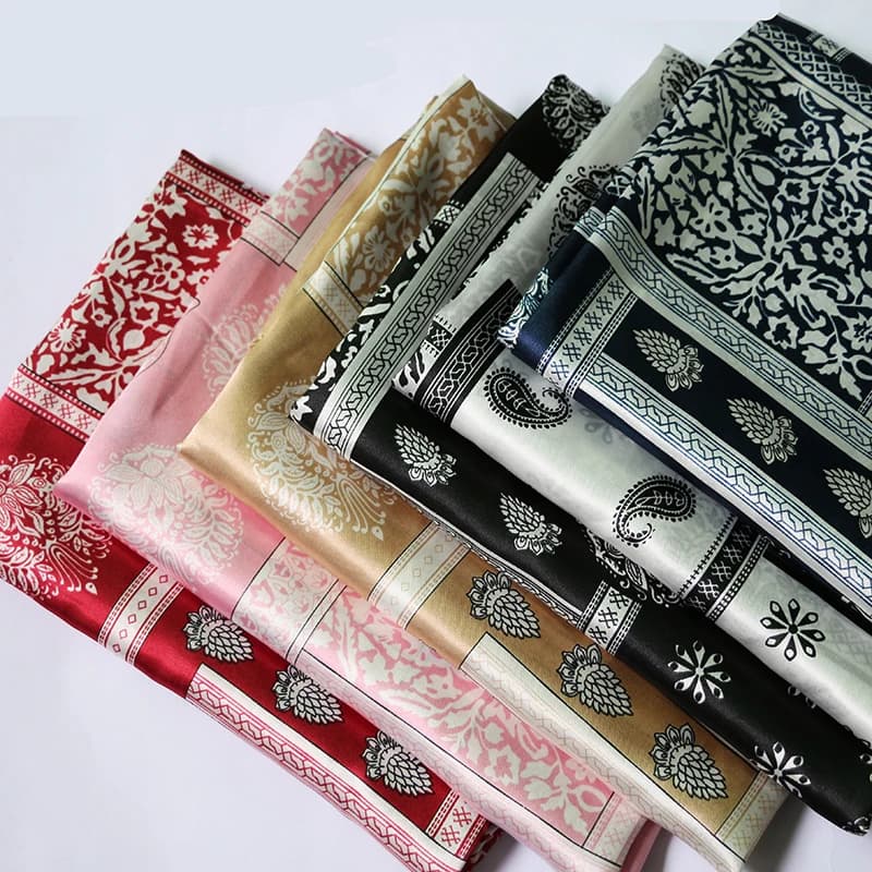 By Meter Soft Silky Satin Fabric Retro Paisley Plaid Patchwork Charmeuse Polyester Material Lining Diy Scarf Textile