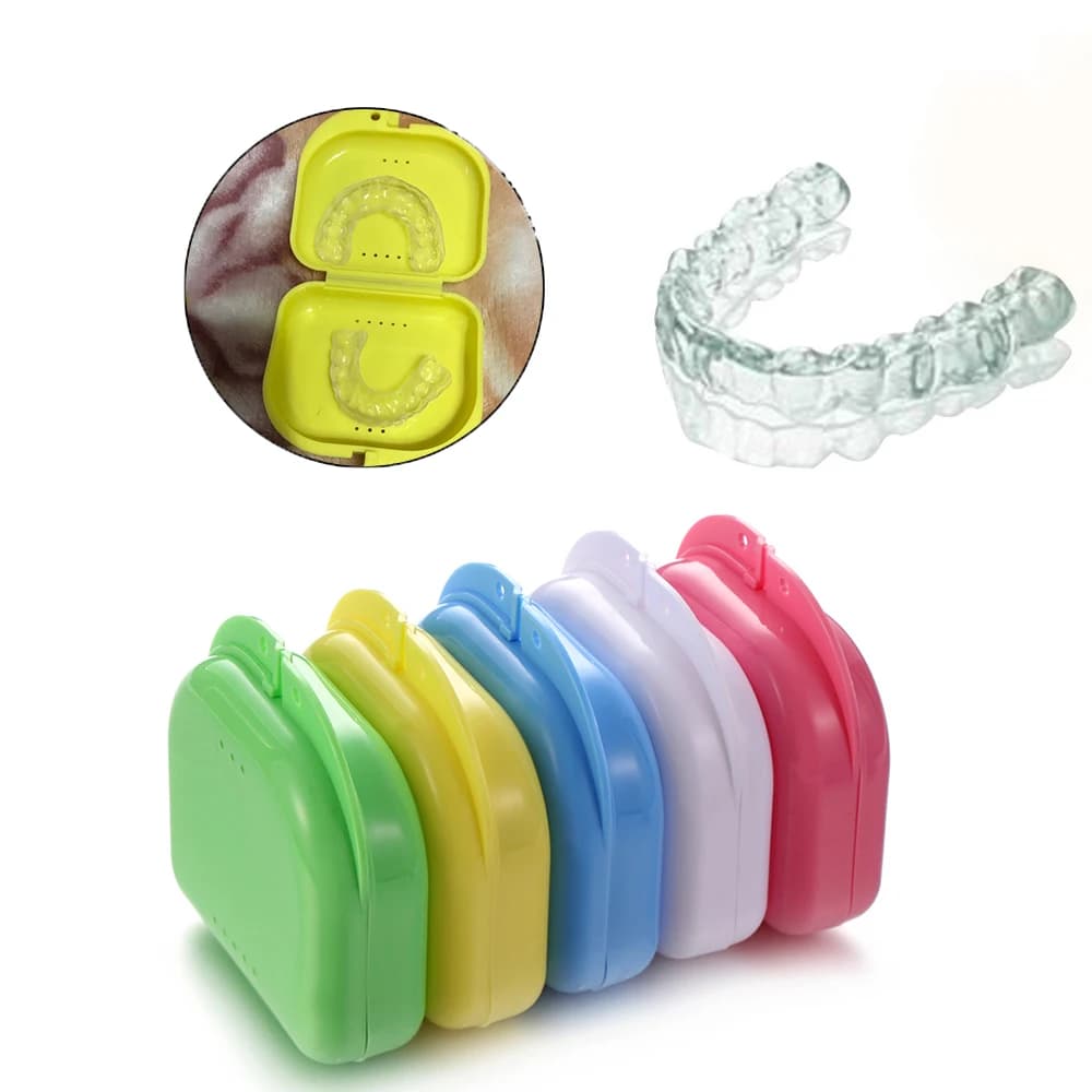10 pcs Box for Protective Tray Case Dentale Orthodontic Stop Color Tray Storage Box Plastic Tooth Container Protective Fins