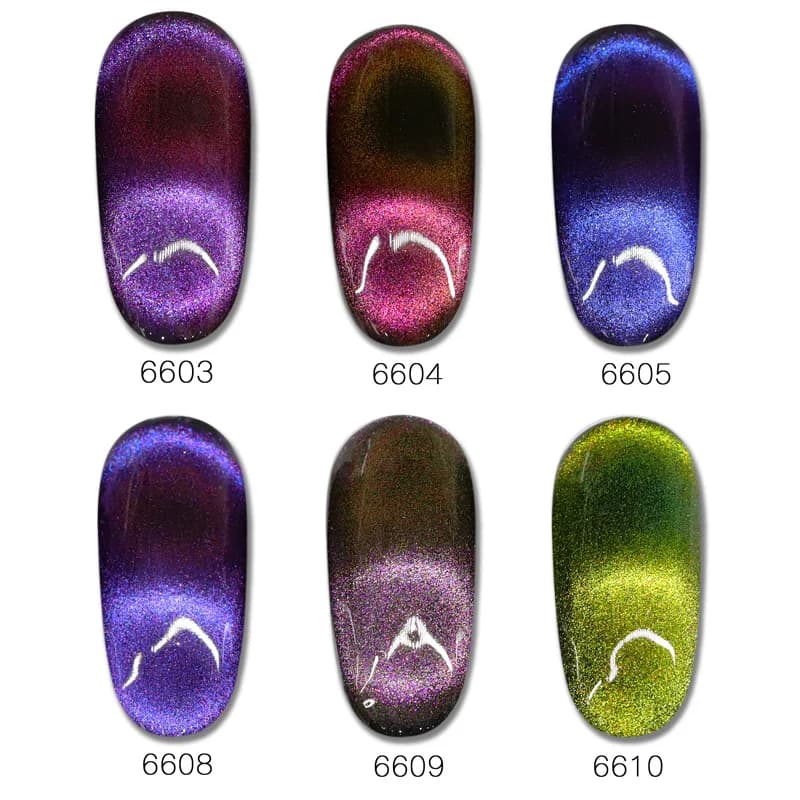 ibdgel 6 pezzi/lotto Gel Occhi di Gatto 9D, Gel Magnetico Magico per Unghie, per Salone e Fai da Te, Olografico Cambiabile, UV/LED, Rimovibile, Lunga Durata