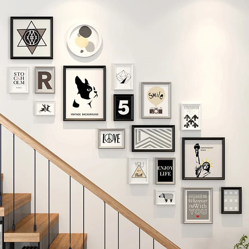 Black White Modern Classic Frame 18 pcs/set Frame Scale for Wooden Photo Combination Landscape Painting Set Home Decorations