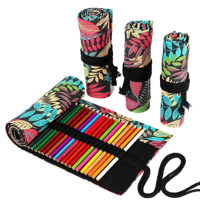 24/12/36/48/72 buco astuccio per matite in stoffa colorata cartoleria astuccio per matite per cosmetici rotolo per matite materiale scolastico 050045