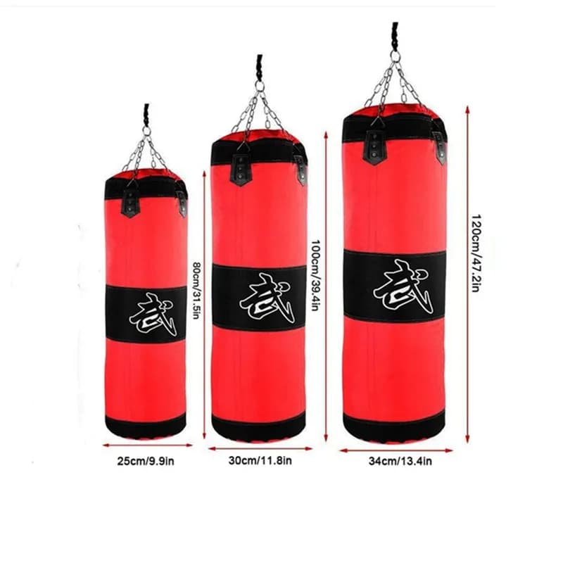 Sacco da Boxe Professionale Vuoto per Allenamento, Sacco da Sabbia Sospeso per Pugilato, Karate, Fitness, con Catena Metallica e Gancio a Fibbia