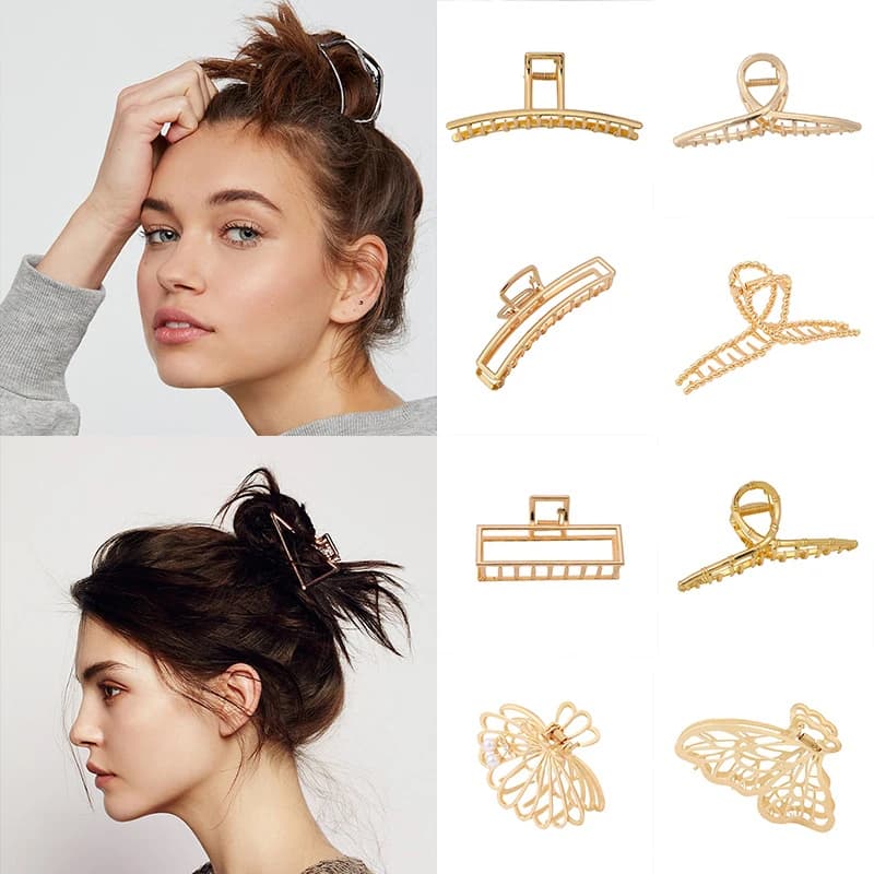 2025 Nuovo Elegante Grande Artiglio Dei Capelli Pinze per Le Donne di Metallo Hollow Geometrica Fascia Tornante Granchio Clip di Capelli Accessori Per Capelli di Moda