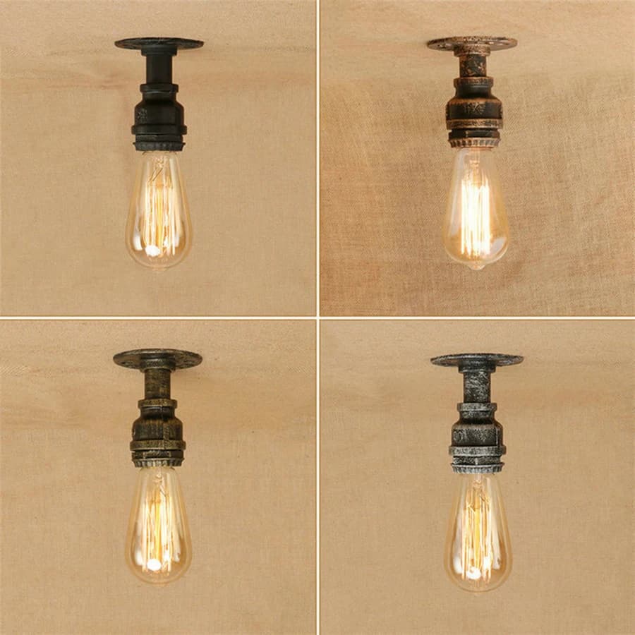 Plafoniera in tubo di ferro Vintage E27 Loft lampada da soffitto per interni specchio accanto a applique da parete