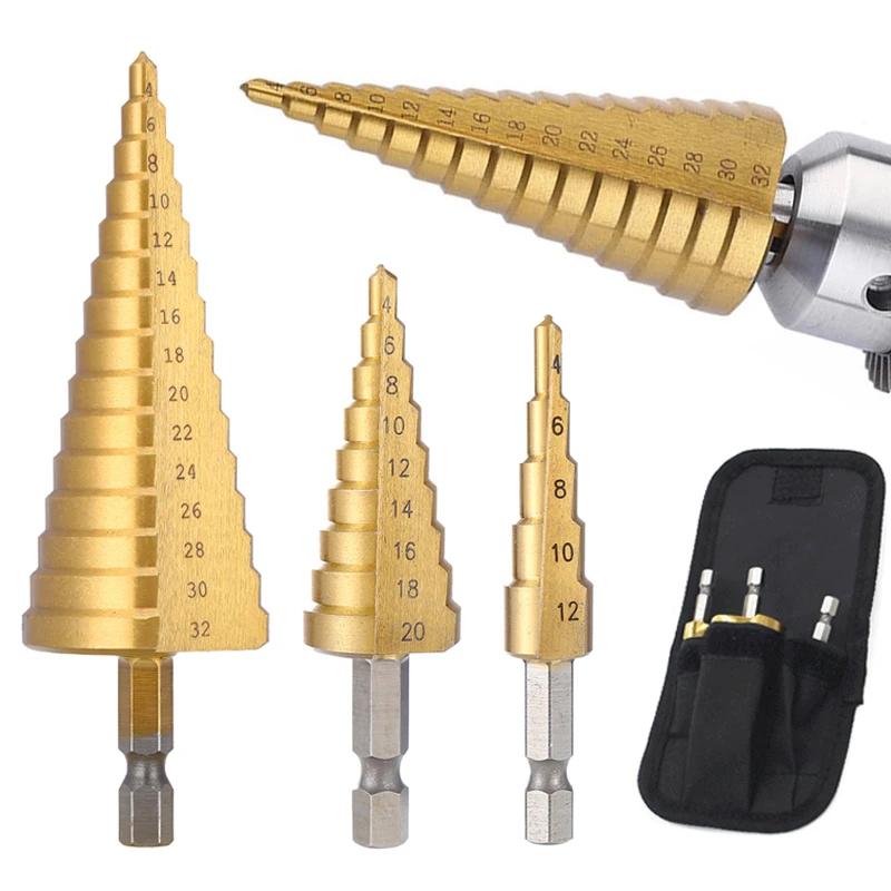 4-32 mm 4-20 mm HSS Titanium Coated Drill Toe High Speed Steel Metal Wood Hole Drilling Tool Cone