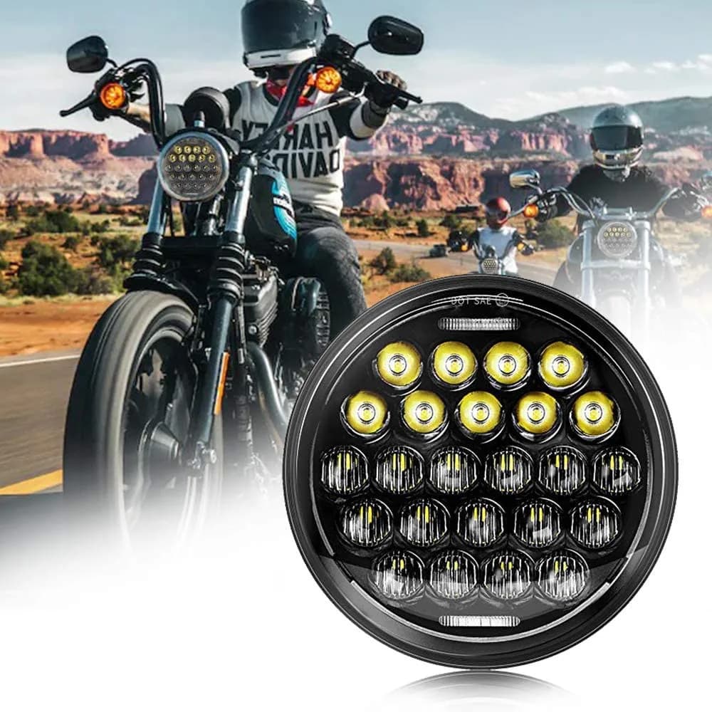 Lampada Cree da 75 W Faro LED da 5,75 pollici con fascio Hi/Lo DRL per Harley Dyna Softail Sportster Triumph Victory Faro per moto