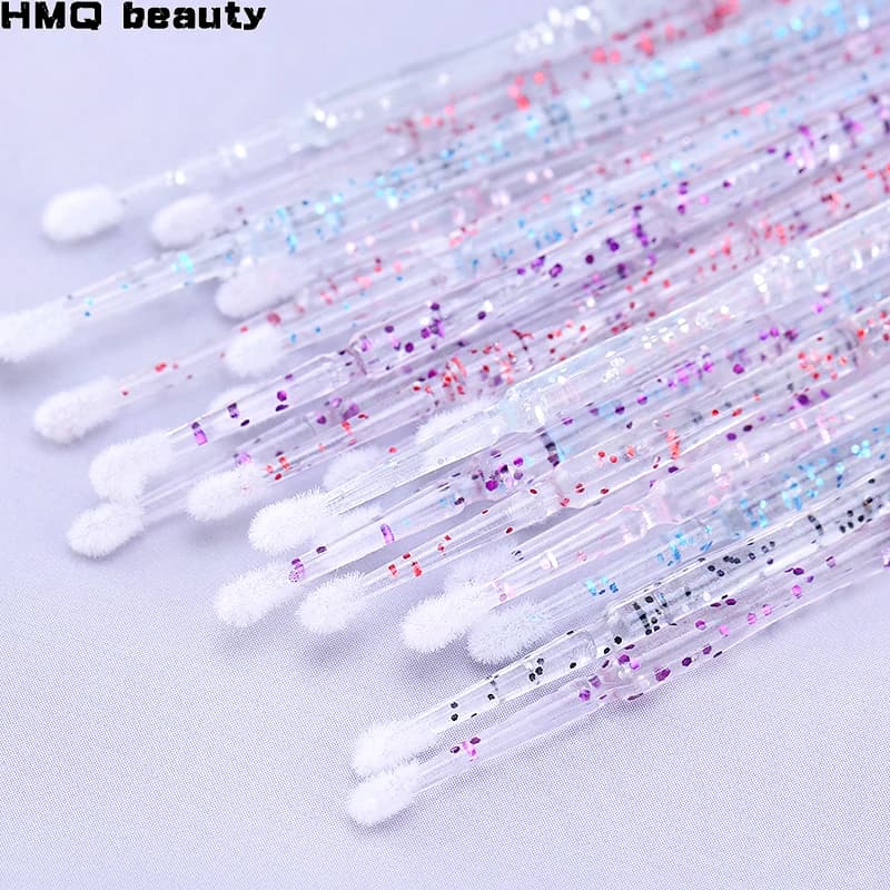50pcs disposable crystal Micro brush individual eyelashes removal tampon sticks Mascara applicator tools for make-up for eyelash extension