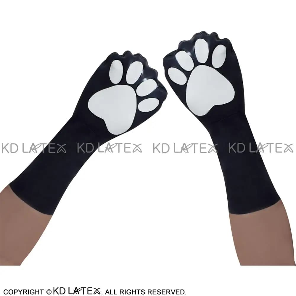 Guanti in lattice per cuccioli corti Sexy con impronta di gatto in bianco e nero guanti in gomma guanti ST-0021