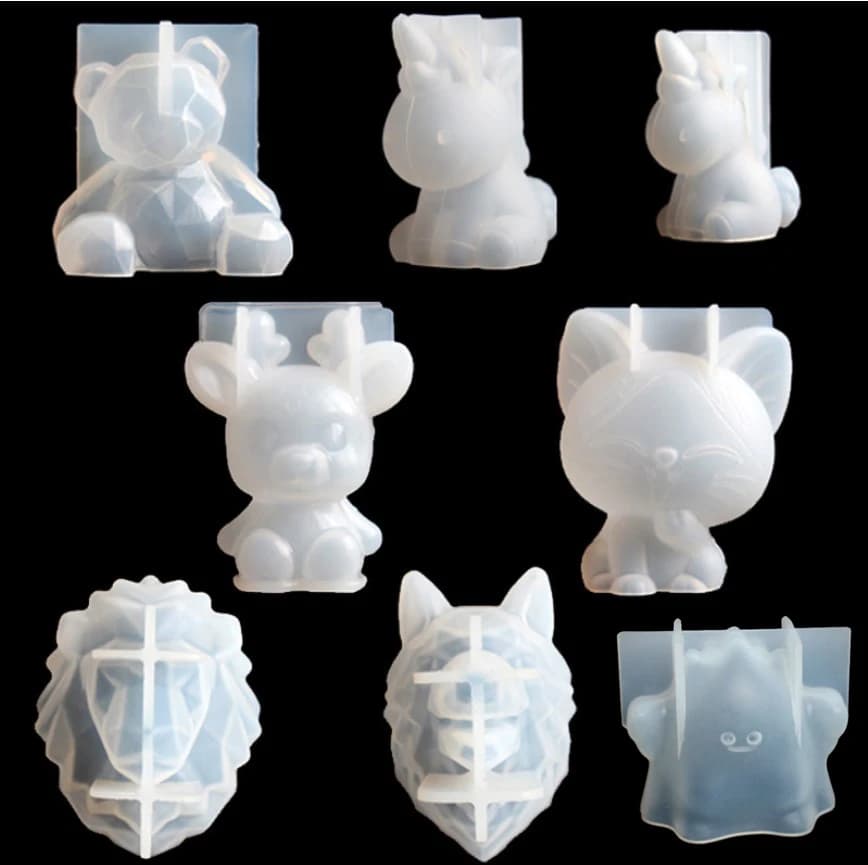 Transparent silicone epoxy resin molds for unicorn Geometria Bear Rabbit Animal Print Aromatherapy Candle to make decoration tools