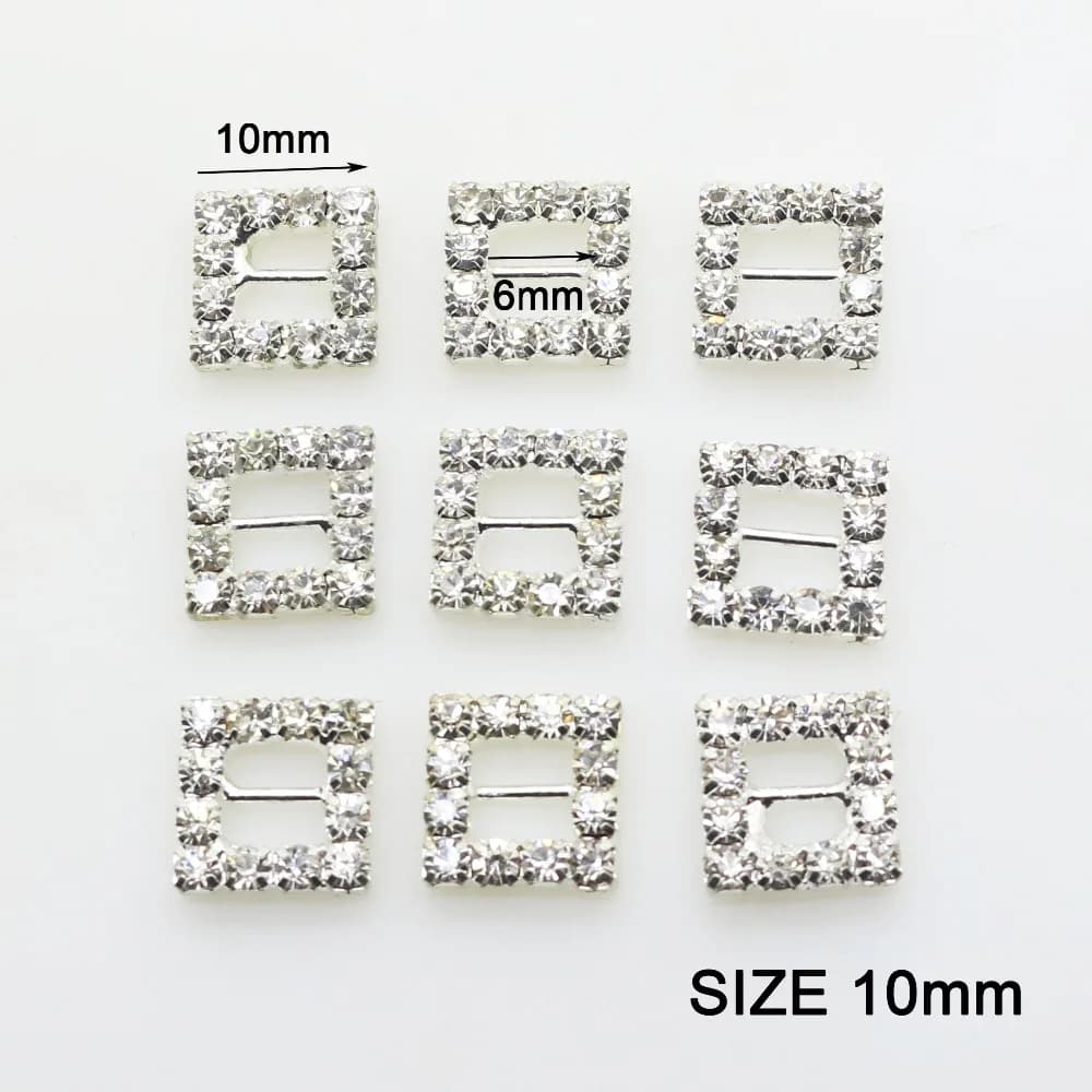 Piccole Fibbie 10 Pz/lotto Metallo 10mm Strass Fibbia Sliders Per Borse Trasparente di Cristallo Del Nastro Fibbie Per Decorazione di Cerimonia Nuziale