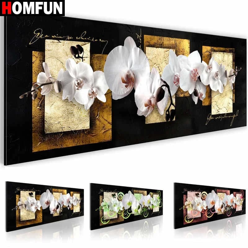 HOMFUN DIY Diamond Painting "Orchid flower landscape" Full Drill Square Round Diamond Embroidery 5D Cross Stitch Decoration Home