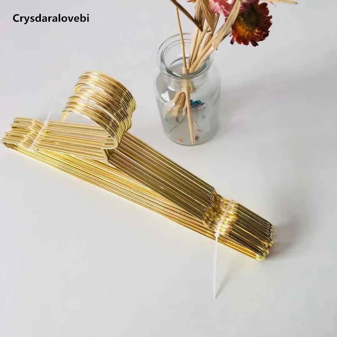 Appendiabiti per camicie in metallo dorato/oro rosa da 30/40 cm con scanalatura, appendiabiti resistenti e resistenti, appendiabiti in filo metallico per bambini/adulti