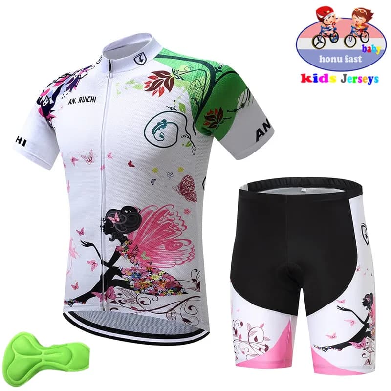 new children's cycling jersey breathable summer for kids set fluorescent pink shorts children's cycling clothing for boys girls