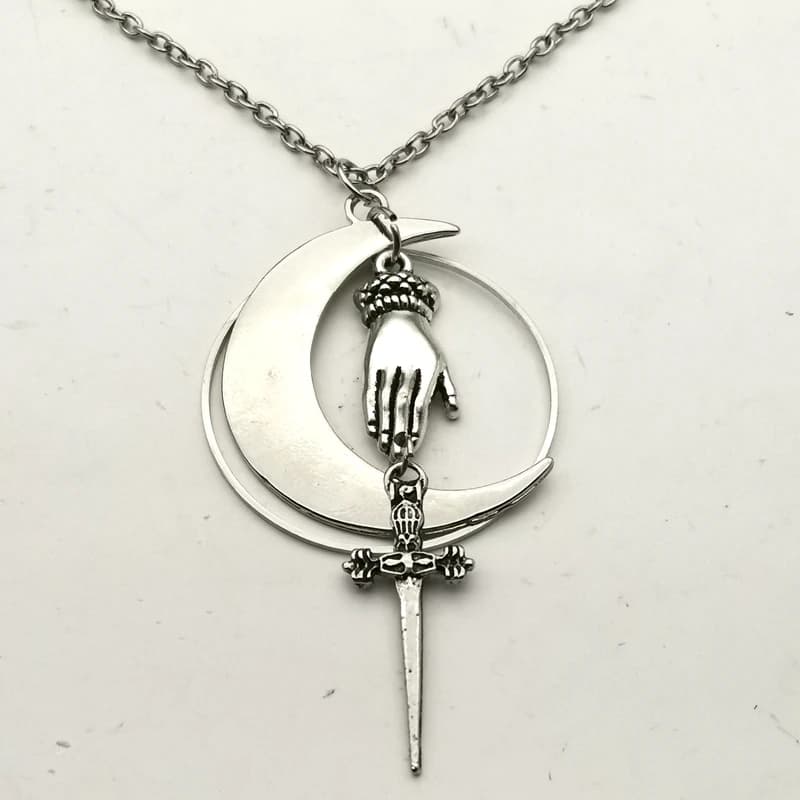 Hecate Pendant Necklace Crescent Moon Dagger Necklace Goth Gothic Witchy Sword Victorian Jewelry,witchcraft&Magic Handmade