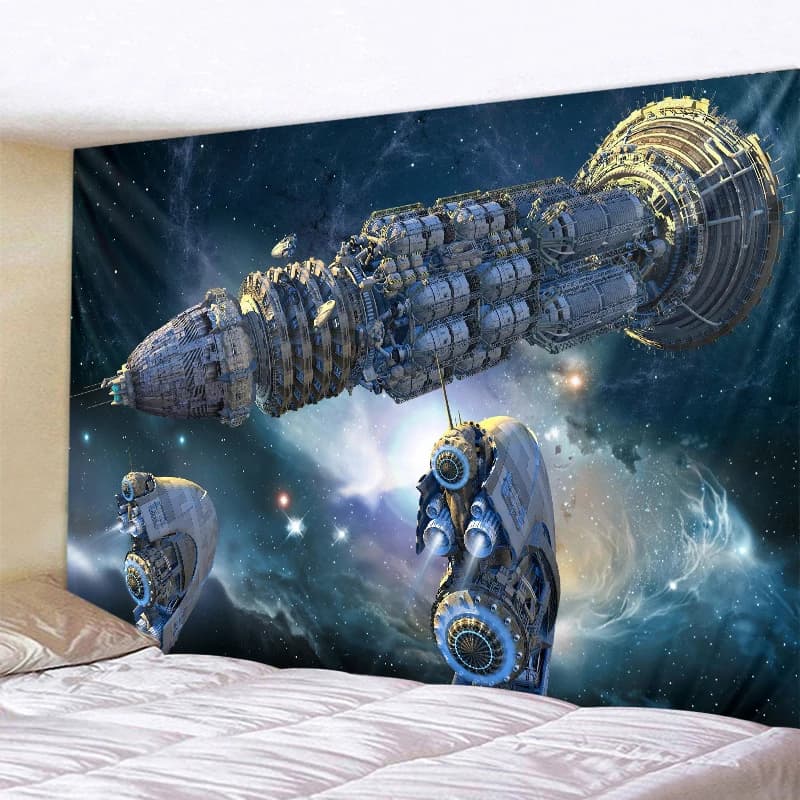Fantascience warship decoration house tapestry scene psychedelic tapestry bohemian decorative sheet sofa covered yoga mat