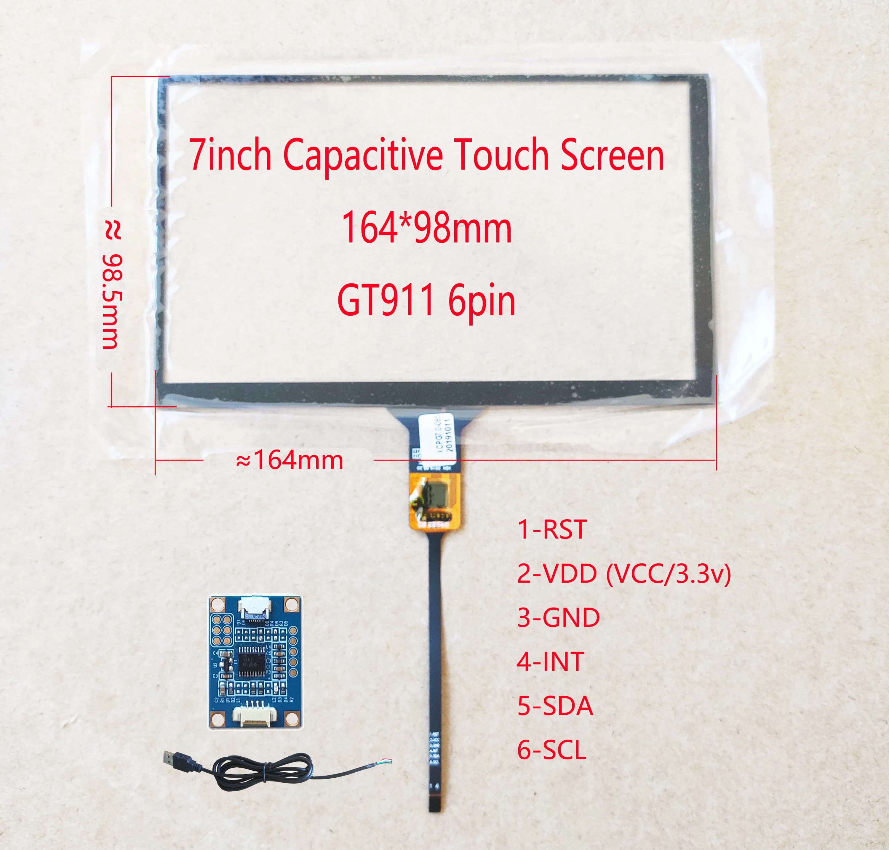 Touch Screen USB da 7 pollici 165*100mm 164*99mm FPC supporto scheda controller USB centrale Win7 8 10 Raspberry Pi Android LInux
