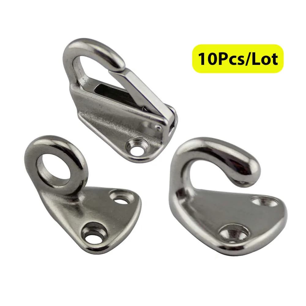 Ganci per parafango bloccati con gancio a molla in acciaio inossidabile 316 da 10 pezzi, hardware marino per rimorchiatore per vela da barca con corda di fissaggio con viti