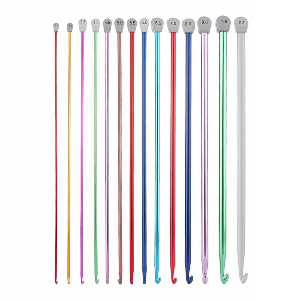 1PC uncinetti afgani multicolori multicolori lunghi ferri da maglia in alluminio sciarpa maglione strumento di tessitura accessori per il cucito