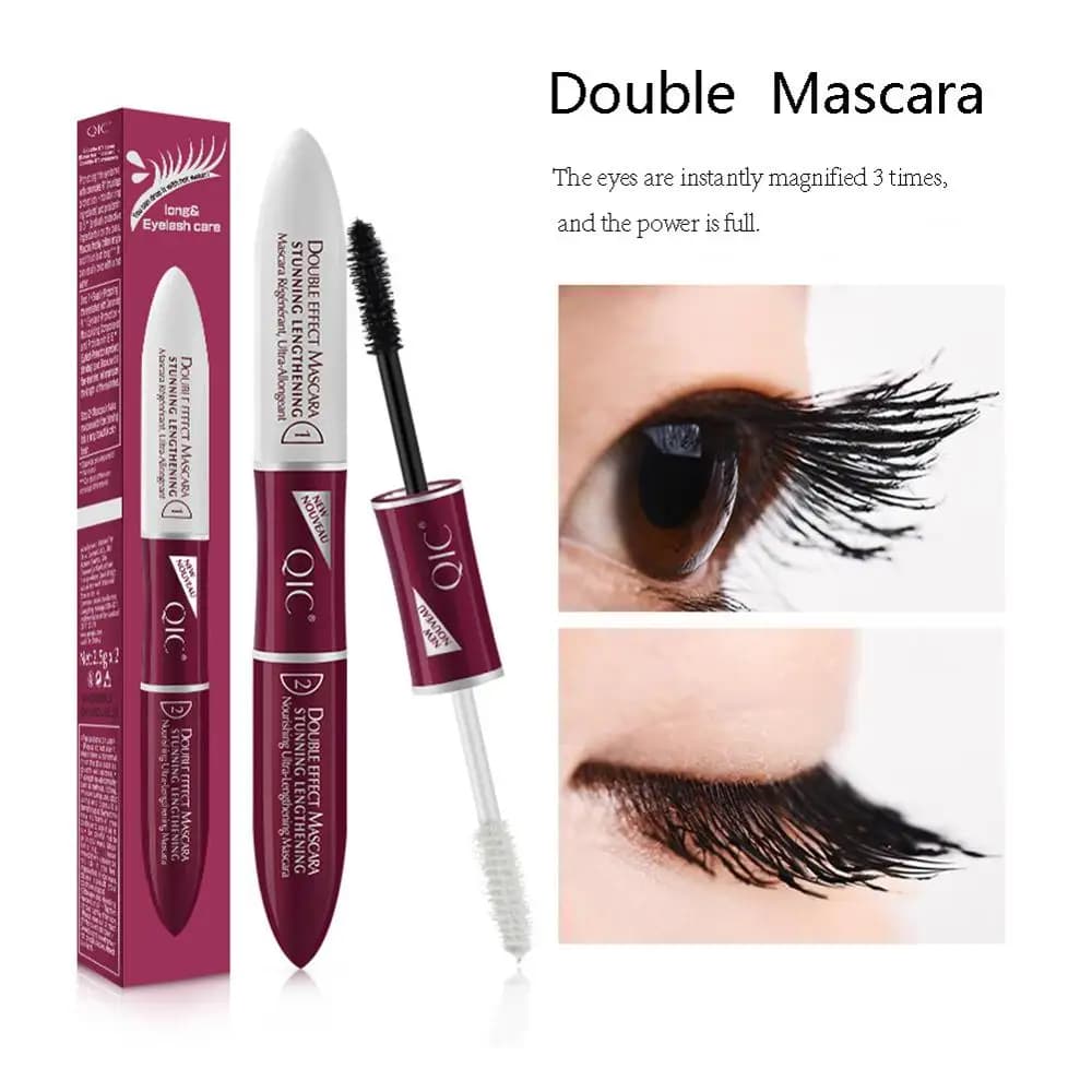 Double Head Lash Tinta 4D Silk Fiber Mascara Liquid Eyelash Growth Long Thickness Waterproof Long Duration Natural Curling