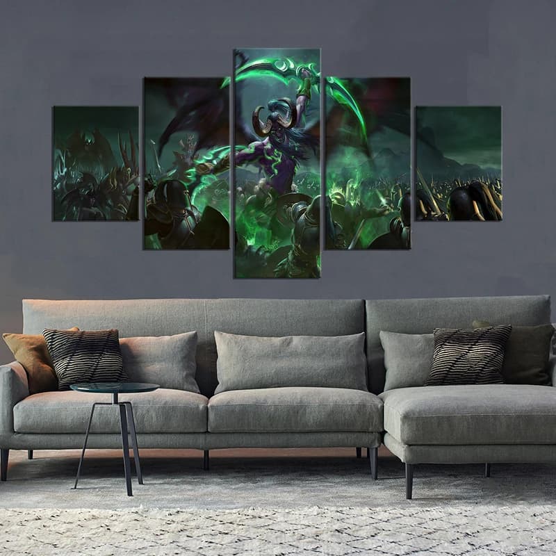 Tela senza cornice 5 pezzi World of Warcraft Gioco Stampe decorative Poster murali Dipinti Decorazioni per la casa Accessori Decorazione della camera da letto