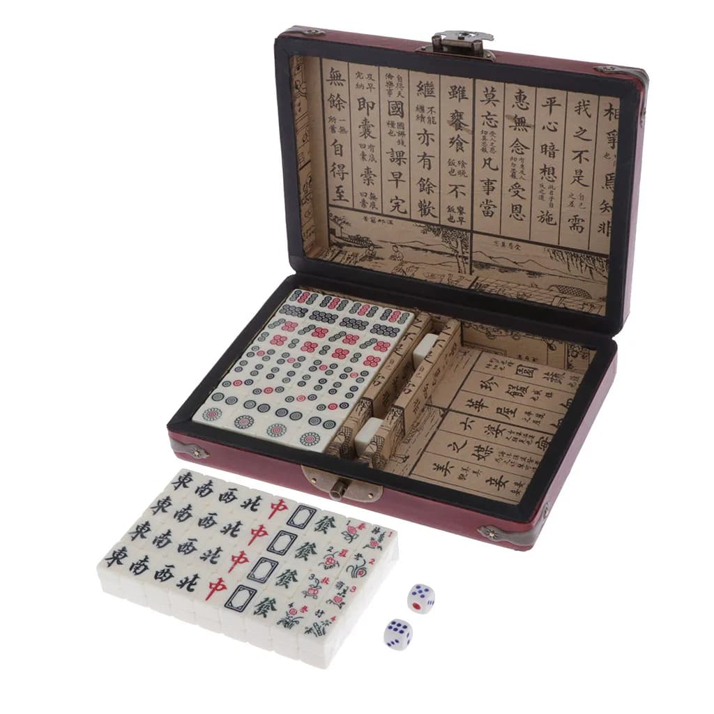 Mini Mahjong Tradizionale Cinese Versione del Gioco Set con Portatile Wodoen Scatola Mah-Jong Viaggio di Famiglia Per Il Tempo Libero Tempo