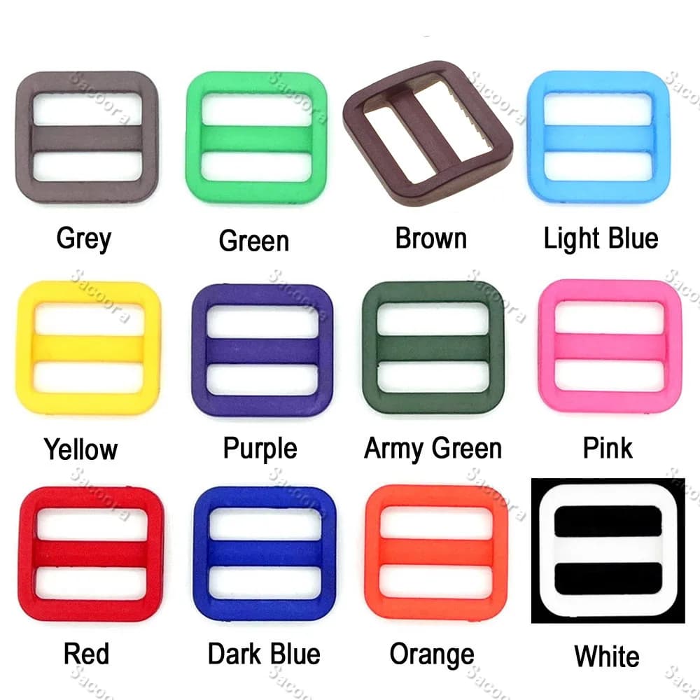 12 pz/pacco 3/4 "triglidi Colorati Regolare Fibbia Per Collare di Cane Imbracatura Zaino Cinghia Tessitura 20mm 12 colori